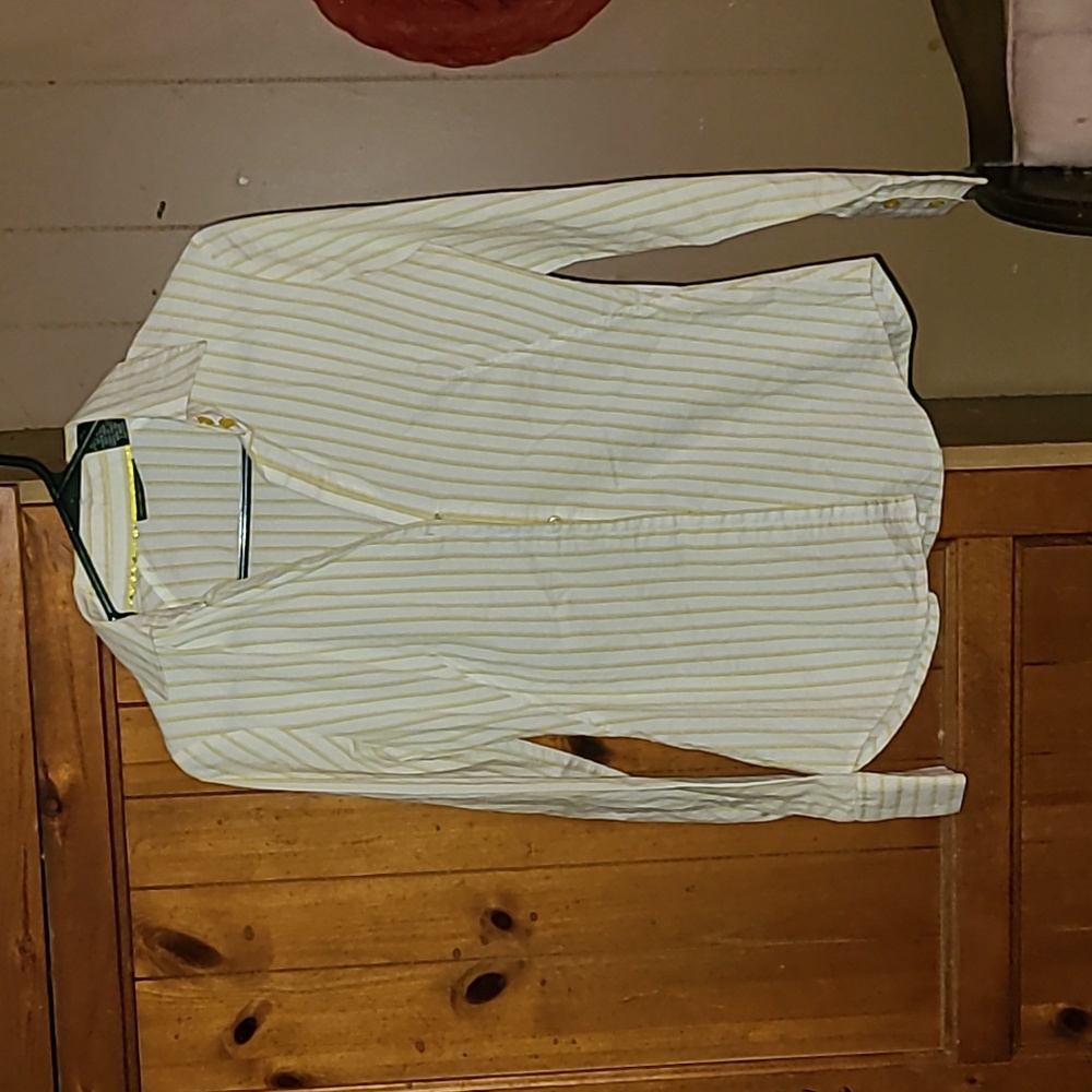 New York and Co.] white and pale  yellow collared shirt.